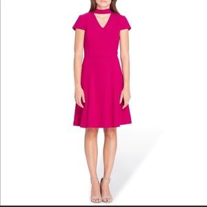 Tahari Magenta Choker Fit & Flare Dress Size 14